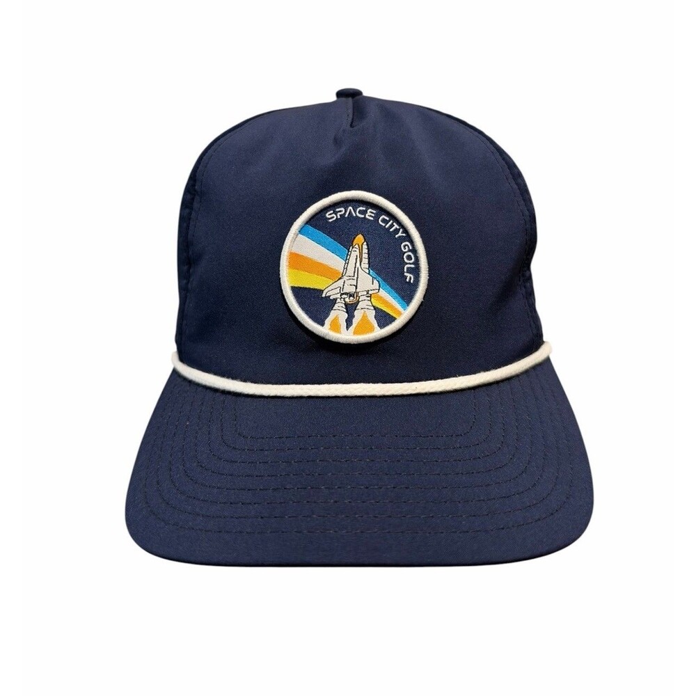 Space City Golf Navy Blue Rope Snapback / Space Shuttle Rocket Patch RARE